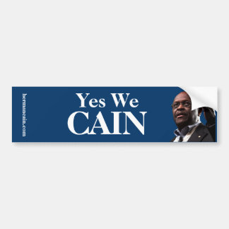 Herman Cain: Yes We CAIN - Blue Background Bumper Sticker