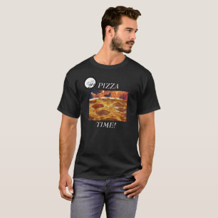 Herman says,"PIZZA TIME!".Men's Black T-Shirt. T-Shirt