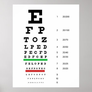 Herman Snellen Eye Chart to Estimate Visual Acuity