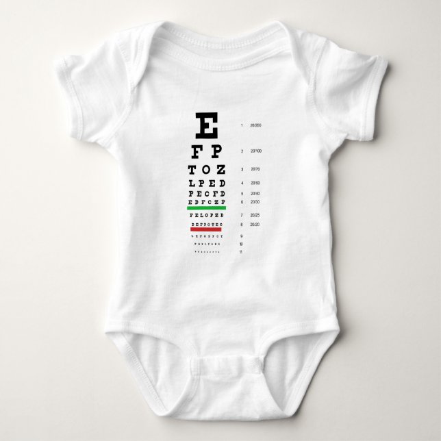 Herman Snellen Eye Chart to Estimate Visual Acuity Baby Bodysuit (Front)