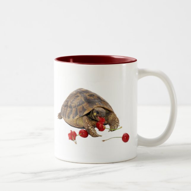 Hermann Tortoise and Strawberries Two-Tone Coffee Mug (Right)