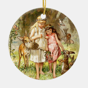 Hermann Vogel - Snow White and Rose Red Ceramic Tree Decoration
