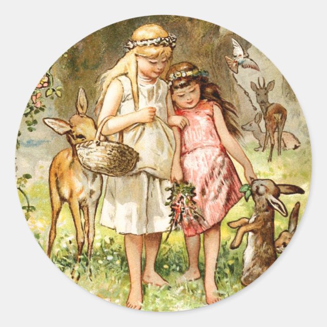 Hermann Vogel - Snow White and Rose Red Classic Round Sticker (Front)