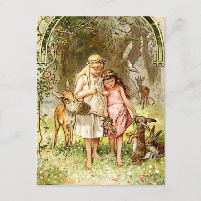 Hermann Vogel - Snow White and Rose Red Postcard (Front)