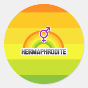 HERMAPHRODITE RAINBOW CLASSIC ROUND STICKER
