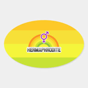 HERMAPHRODITE RAINBOW OVAL STICKER