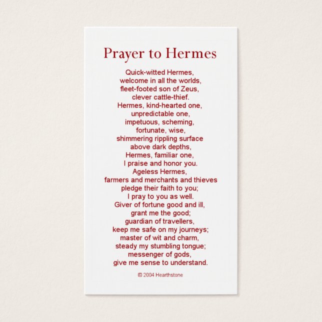 Hermes Prayer Card (Front)