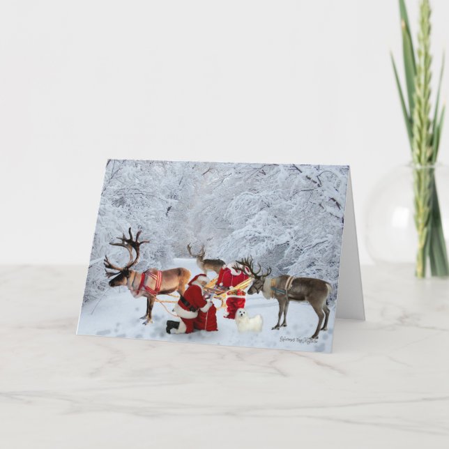 Hermes the Maltese Christmas Greeting Card (Front)