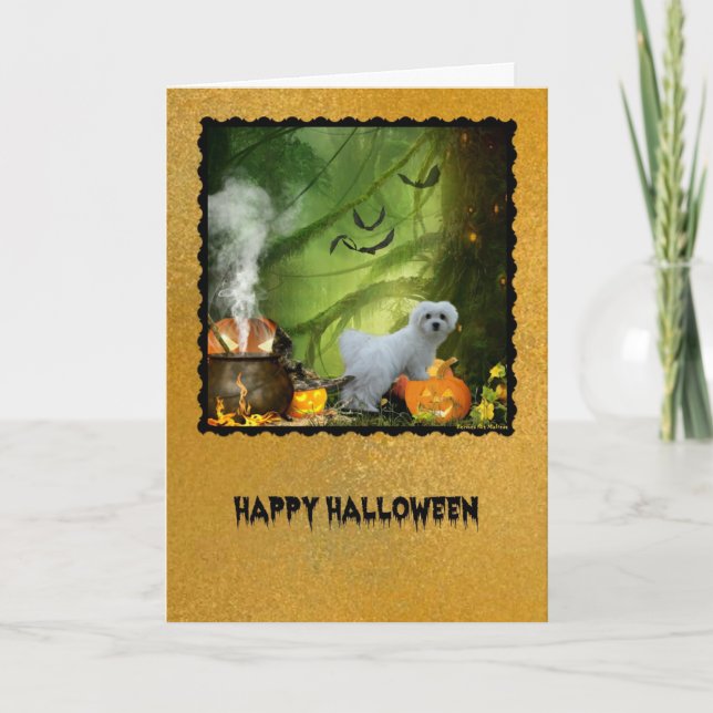 Hermes the Maltese Halloween Greeting Card (Front)