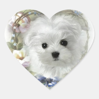 Hermes the Maltese Heart Sticker