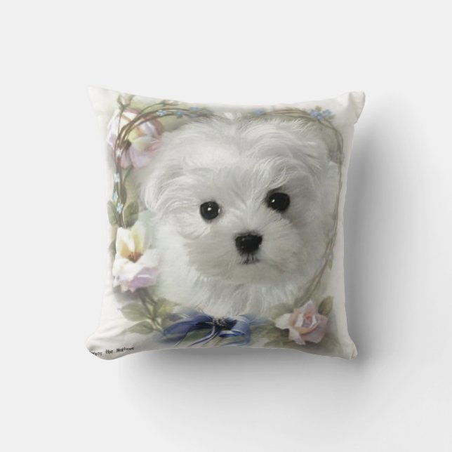 Hermes the Maltese Pillow/Cushion Cushion (Front)