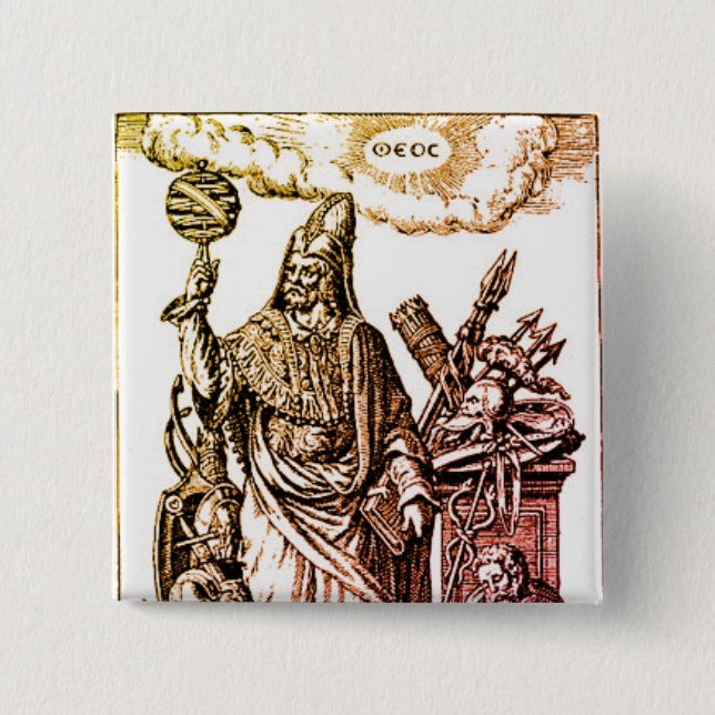 Hermes Trismegistus (Hermes the Thrice-Greatest) 15 Cm Square Badge (Front)