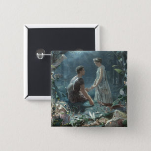 Hermia Lysander & fairies Midsummer Night Dream 15 Cm Square Badge