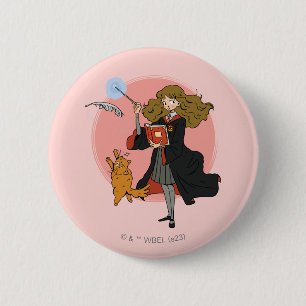Hermione and Crookshanks Wingardium Leviosa 6 Cm Round Badge