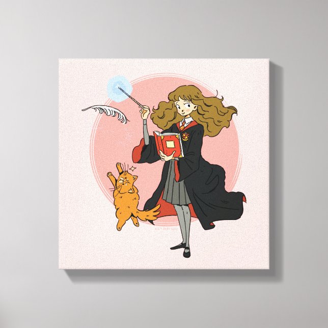 Hermione and Crookshanks Wingardium Leviosa Canvas Print (Front)