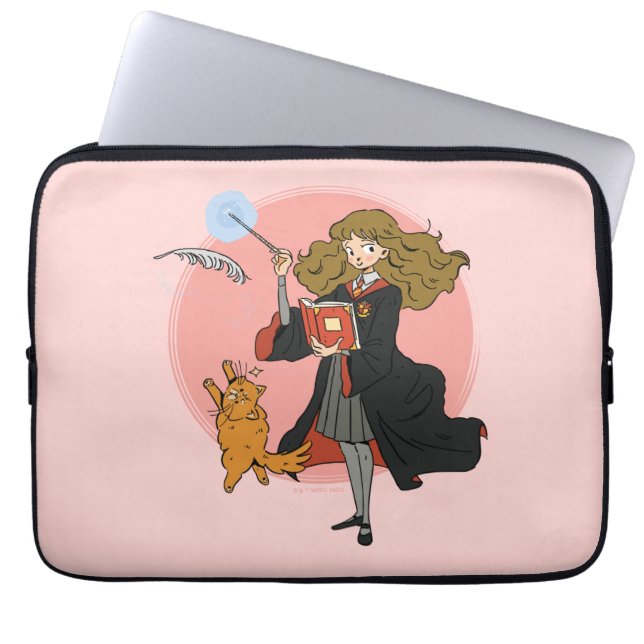 Hermione and Crookshanks Wingardium Leviosa Laptop Sleeve (Front)