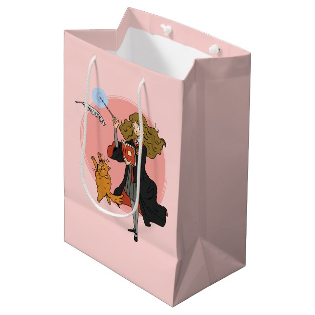 Hermione and Crookshanks Wingardium Leviosa Medium Gift Bag (Front Angled)
