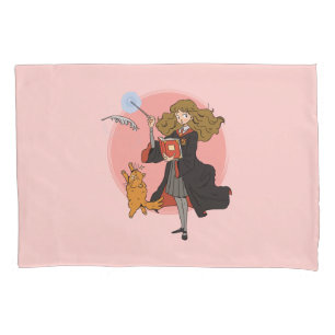 Hermione and Crookshanks Wingardium Leviosa Pillowcase