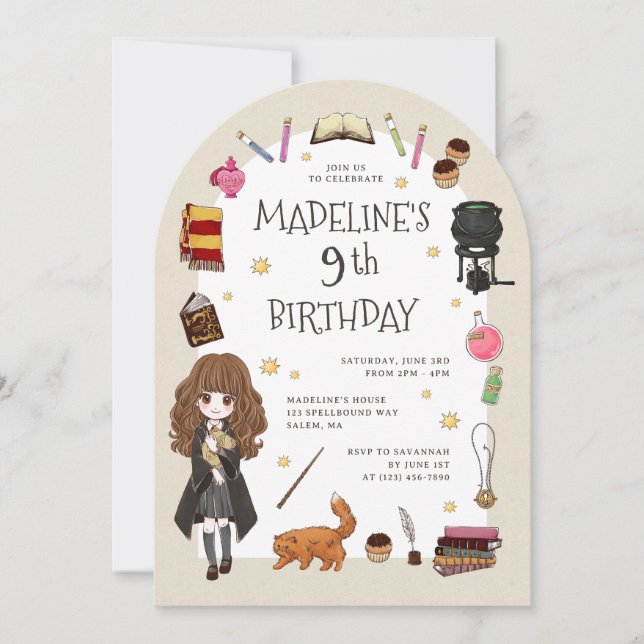 Hermione Granger Magical Birthday Celebration Invitation (Front)