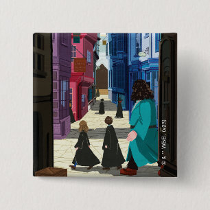 Hermione, HARRY POTTER™, & Hagrid in Diagon Alley 15 Cm Square Badge