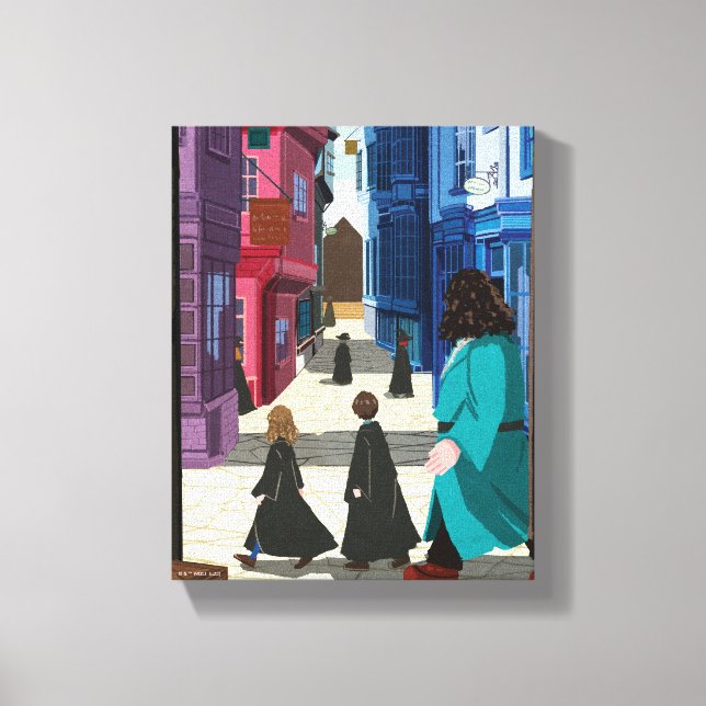 Hermione, HARRY POTTER™, & Hagrid in Diagon Alley Canvas Print (Front)