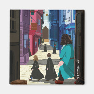 Hermione, HARRY POTTER™, & Hagrid in Diagon Alley Magnet