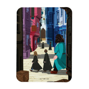 Hermione, HARRY POTTER™, & Hagrid in Diagon Alley Magnet