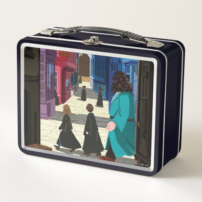 Hermione, HARRY POTTER™, & Hagrid in Diagon Alley Metal Lunch Box (Front)