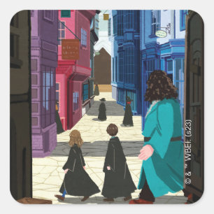 Hermione, HARRY POTTER™, & Hagrid in Diagon Alley Square Sticker