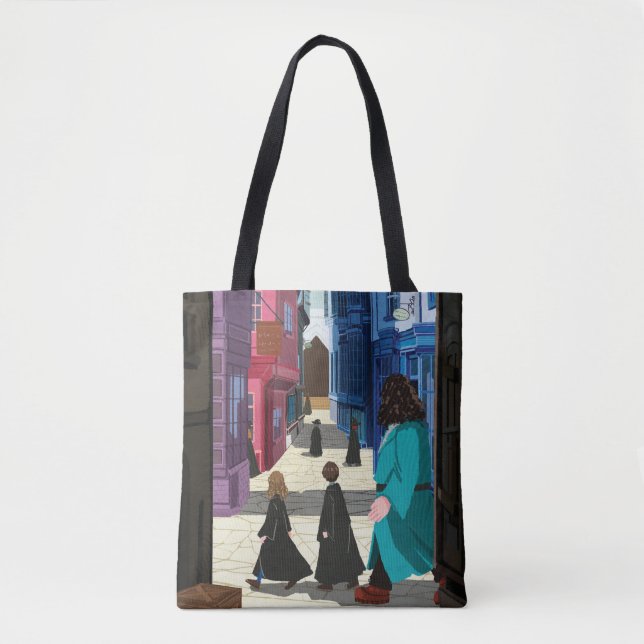 Hermione, HARRY POTTER™, & Hagrid in Diagon Alley Tote Bag (Front)