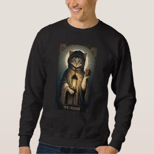 Hermit Cat Tarot Card Graphic for Tarot Cat Lovers Sweatshirt
