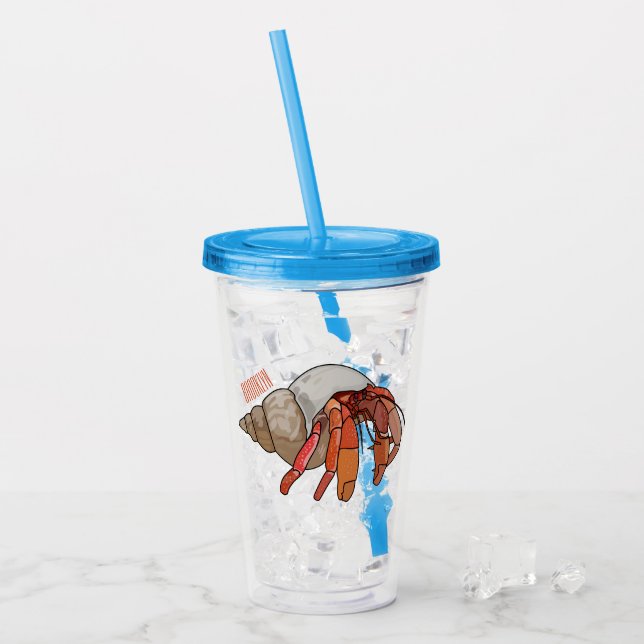 Hermit crab cartoon illustration acrylic tumbler (Front Ice)