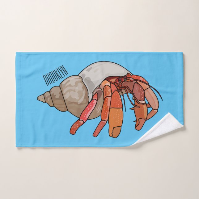 Hermit crab cartoon illustration bath towel set (Hand Towel)