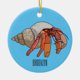 Hermit crab cartoon illustration ceramic tree decoration