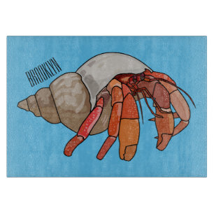 Hermit crab cartoon illustration cutting board