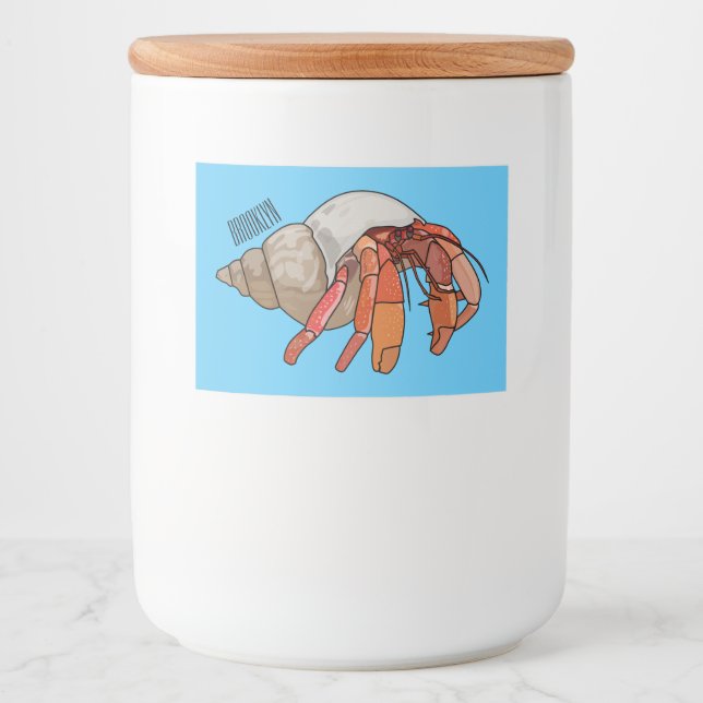 Hermit crab cartoon illustration food label (Front)