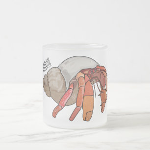 Hermit crab cartoon illustration frosted glass coffee mug