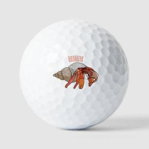 Hermit crab cartoon illustration golf balls