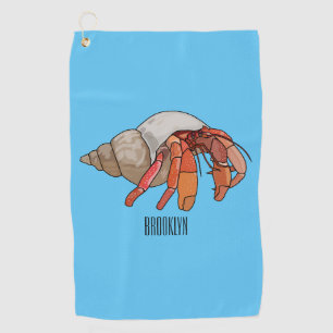 Hermit crab cartoon illustration golf towel