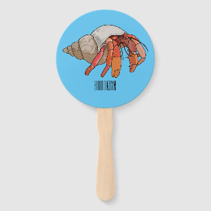 Hermit crab cartoon illustration hand fan