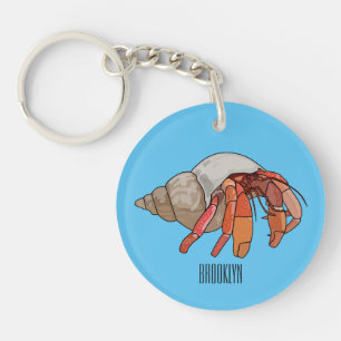 Hermit crab cartoon illustration key ring