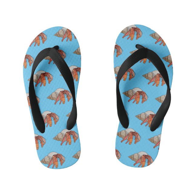 Hermit crab cartoon illustration kid's flip flops (Footbed)