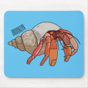 Hermit crab cartoon illustration mouse mat