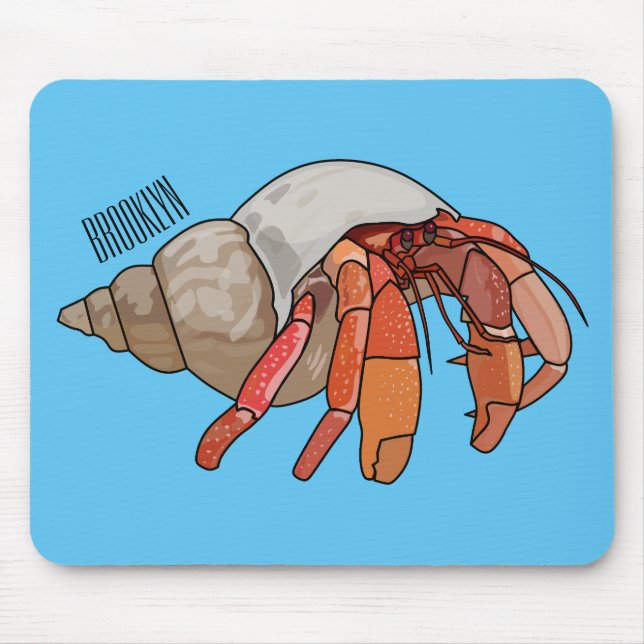 Hermit crab cartoon illustration mouse mat (Front)