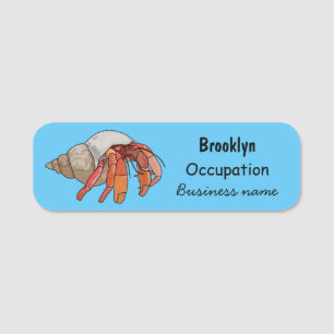 Hermit crab cartoon illustration name tag