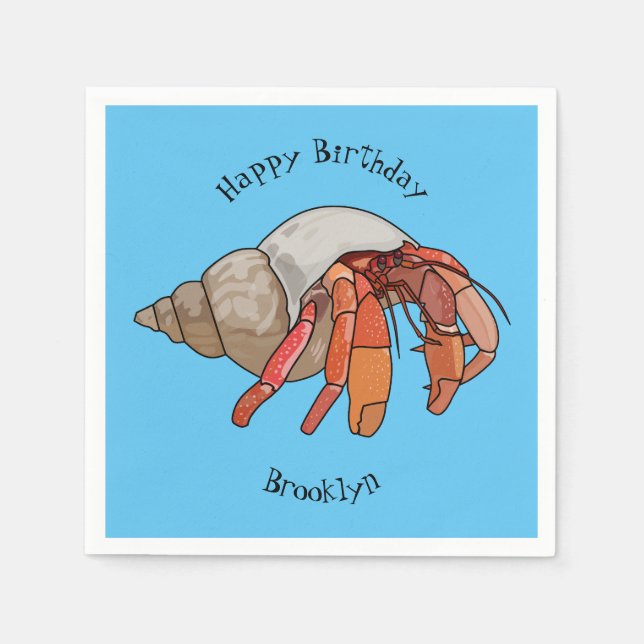Hermit crab cartoon illustration napkin (Front)