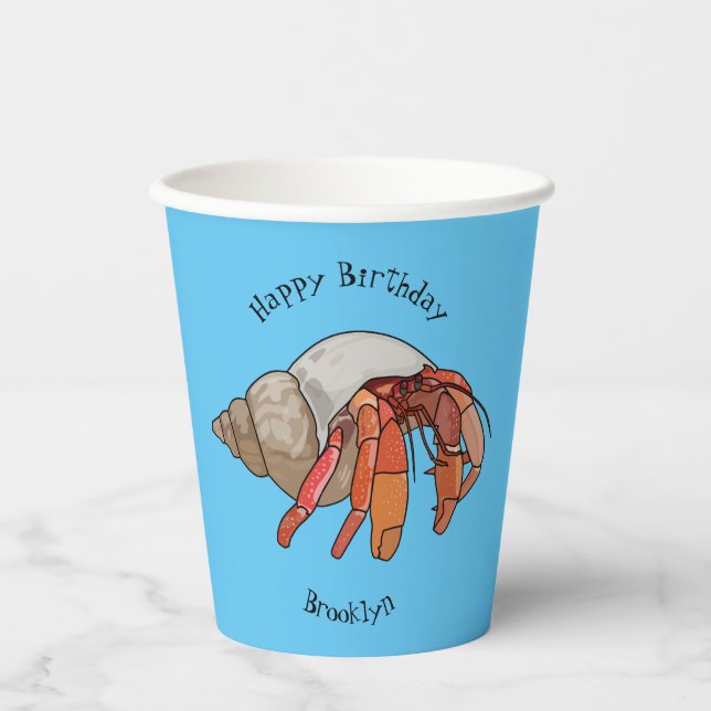 Hermit crab cartoon illustration paper cups (Front)