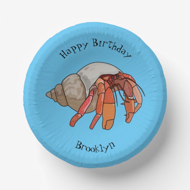 Hermit crab cartoon illustration paper plate (Front)