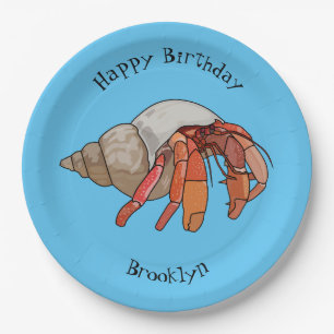 Hermit crab cartoon illustration paper plate
