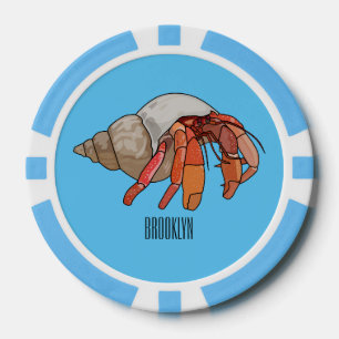 Hermit crab cartoon illustration poker chips